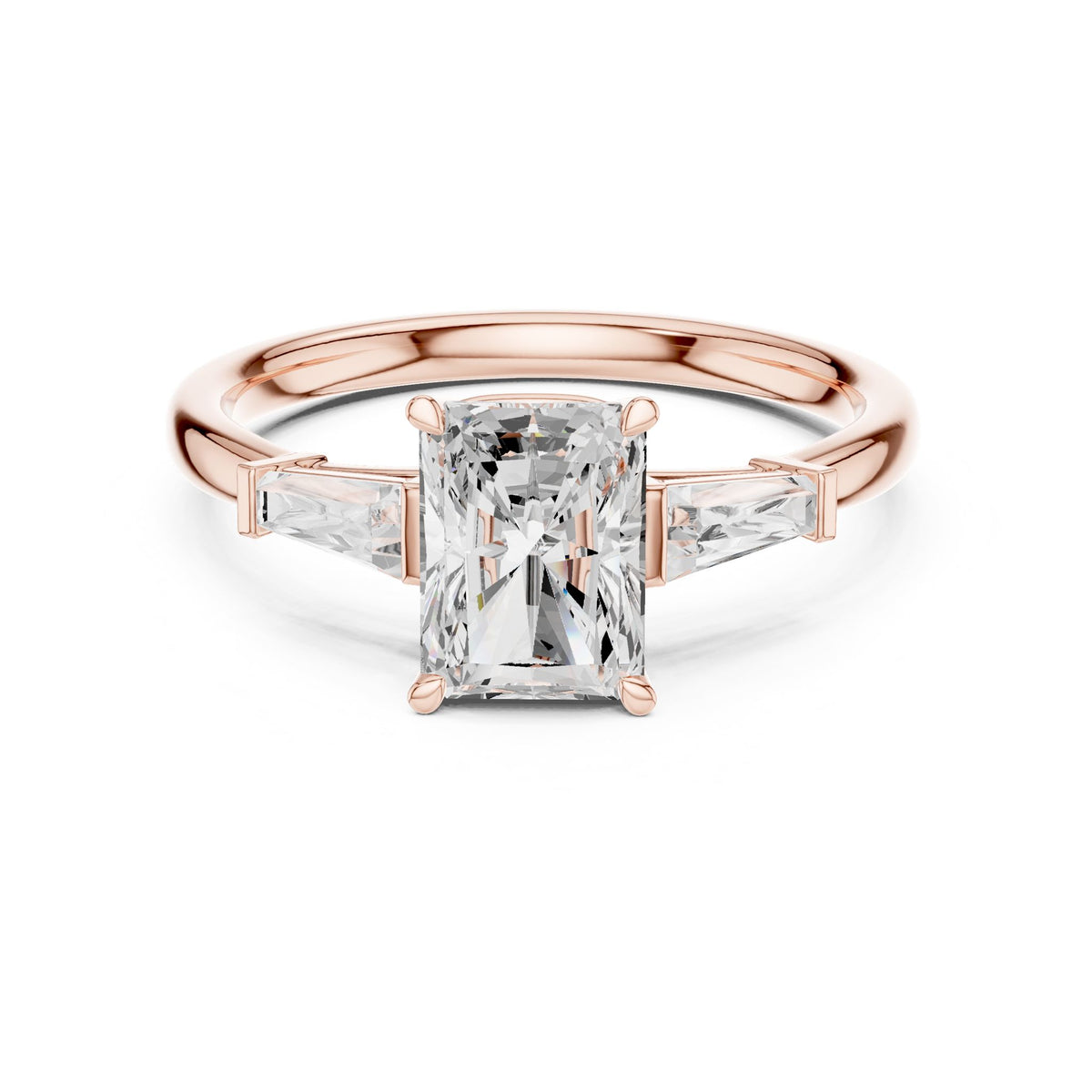 Radiant Three Stone Lab Grown Diamond Engagement Ring