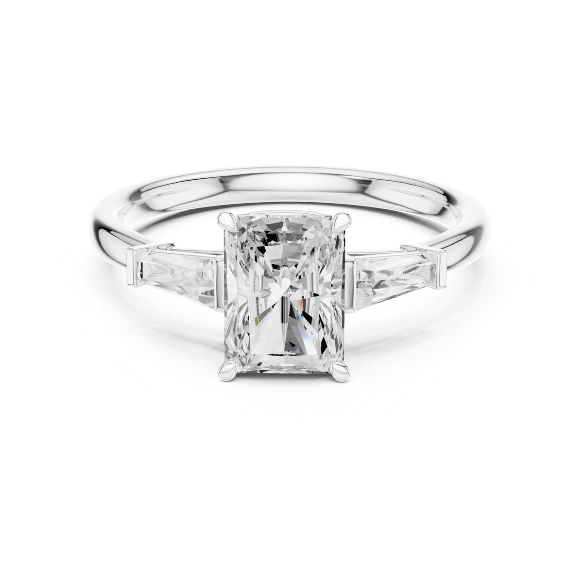 Radiant Three Stone Lab Grown Diamond Engagement Ring