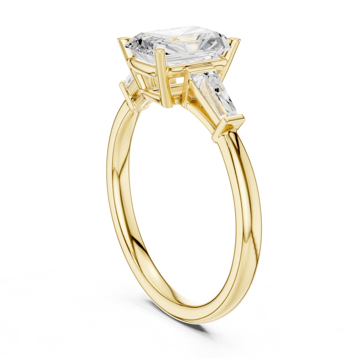Radiant Three Stone Lab Grown Diamond Engagement Ring