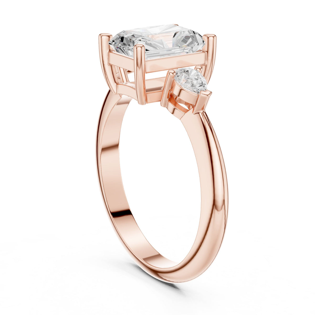 Radiant Three Stone Lab Grown Diamond Engagement Ring