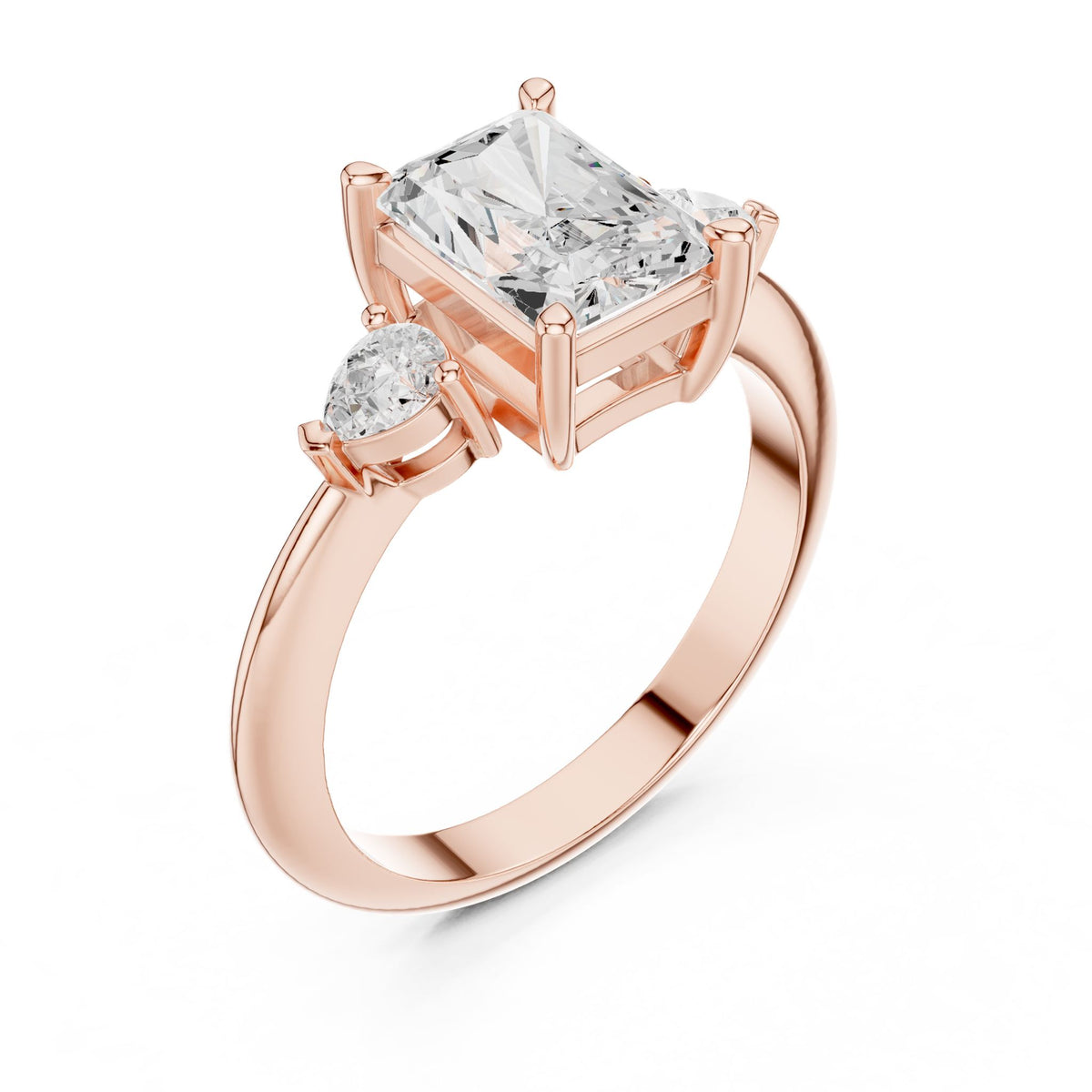 Radiant Three Stone Lab Grown Diamond Engagement Ring