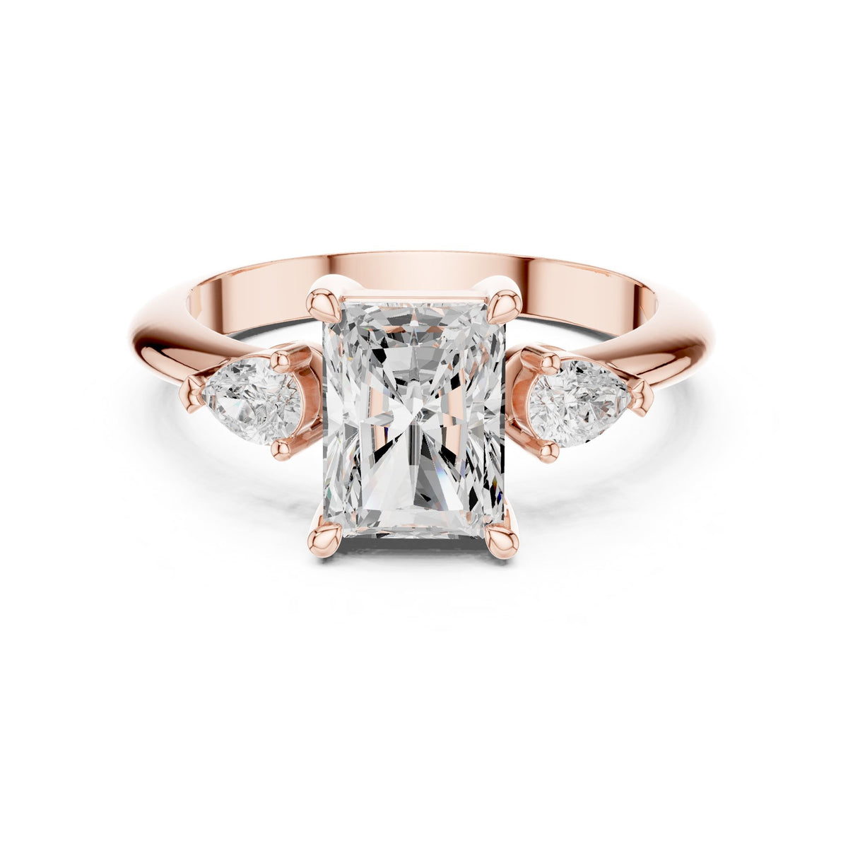 Radiant Three Stone Lab Grown Diamond Engagement Ring