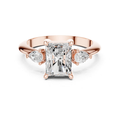 Radiant Three Stone Lab Grown Diamond Engagement Ring