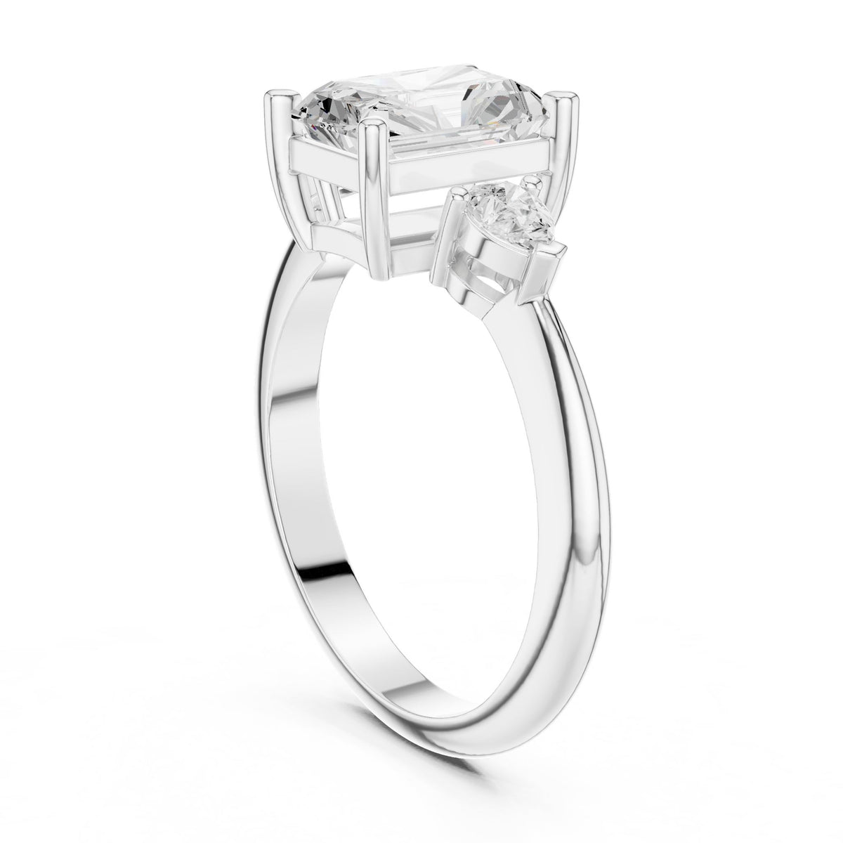 Radiant Three Stone Lab Grown Diamond Engagement Ring