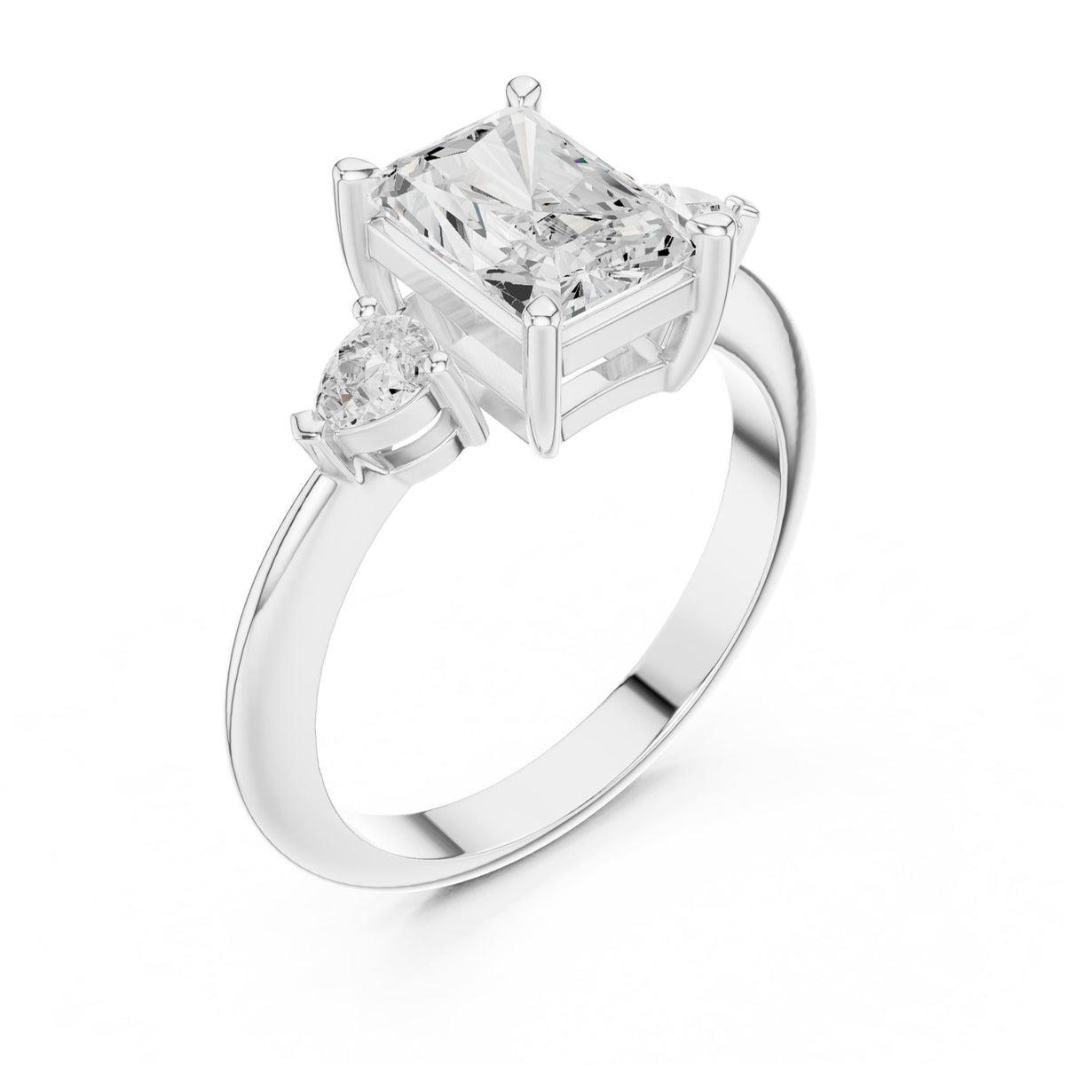 Radiant Three Stone Lab Grown Diamond Engagement Ring