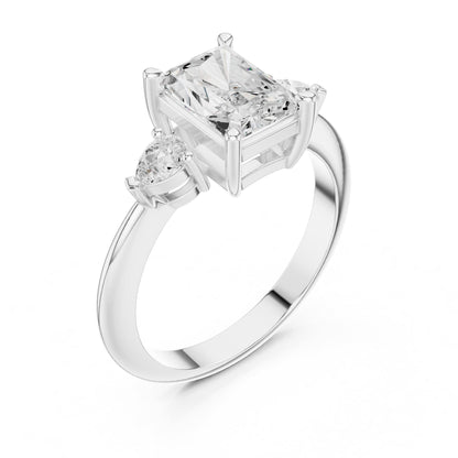 Radiant Three Stone Lab Grown Diamond Engagement Ring