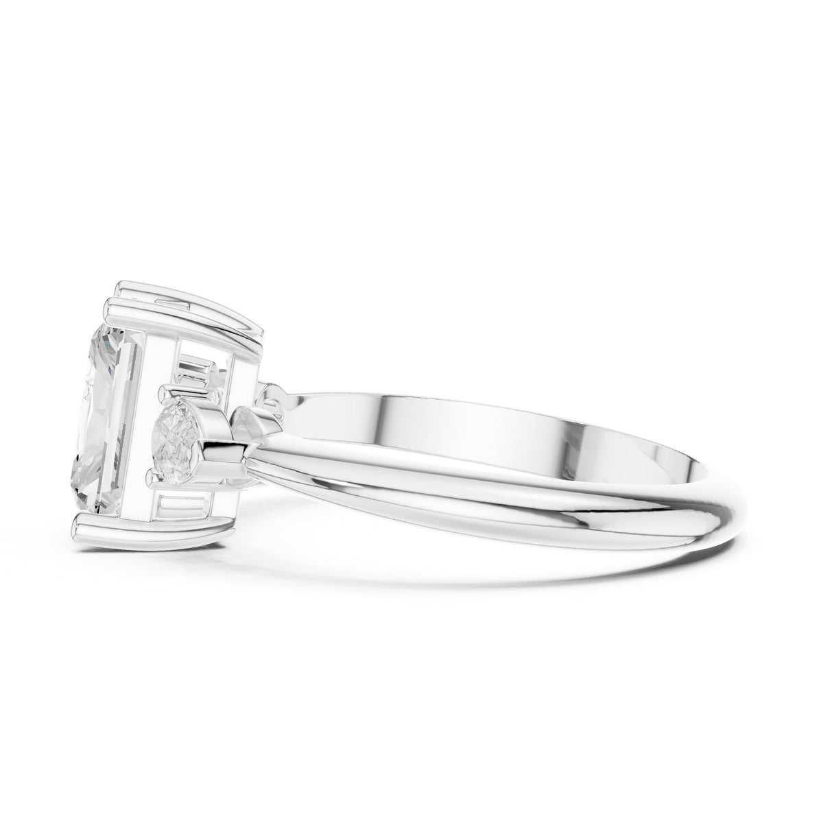 Radiant Three Stone Lab Grown Diamond Engagement Ring