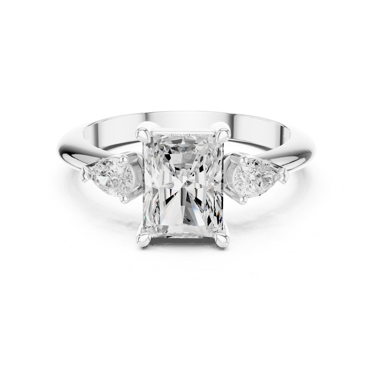Radiant Three Stone Lab Grown Diamond Engagement Ring