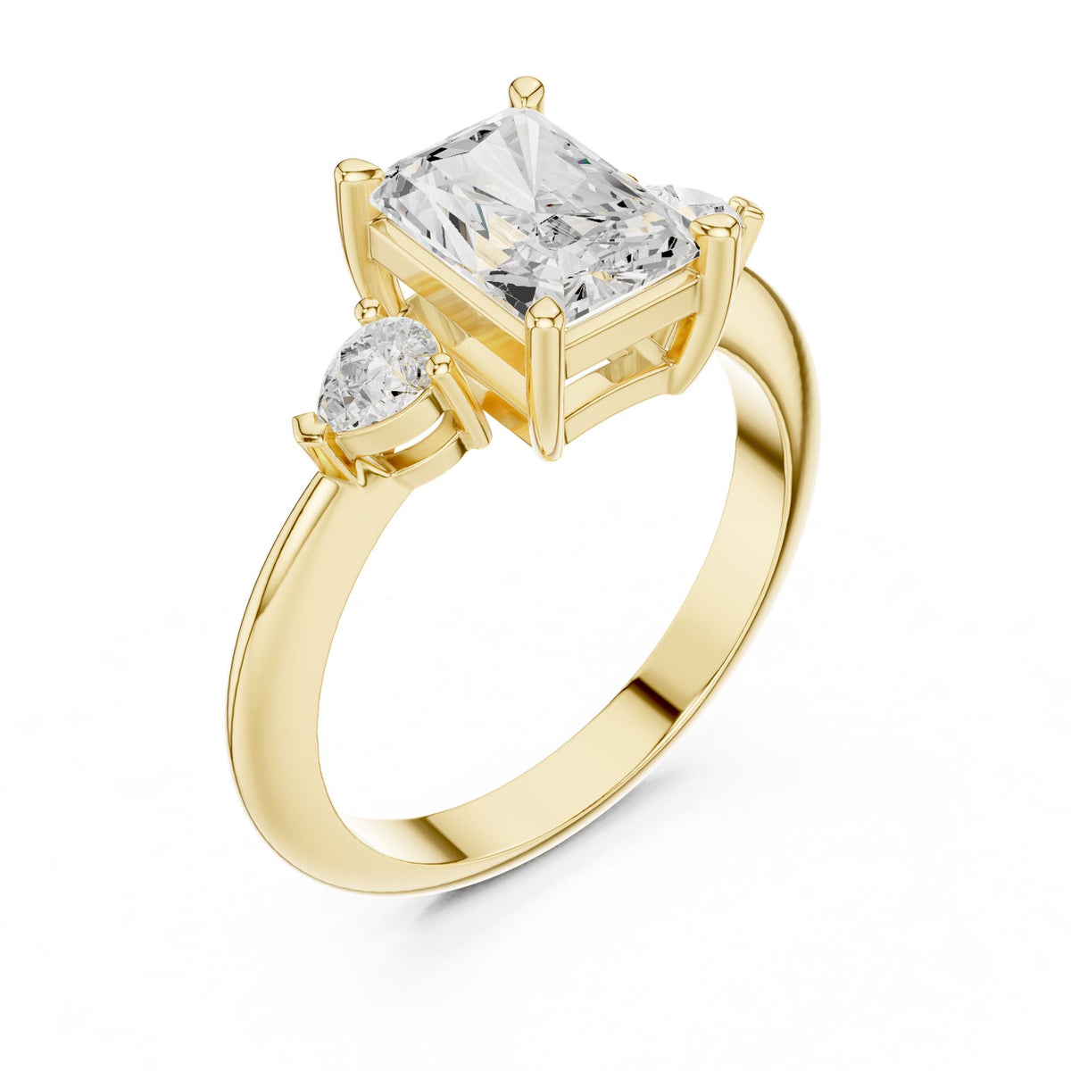 Radiant Three Stone Lab Grown Diamond Engagement Ring
