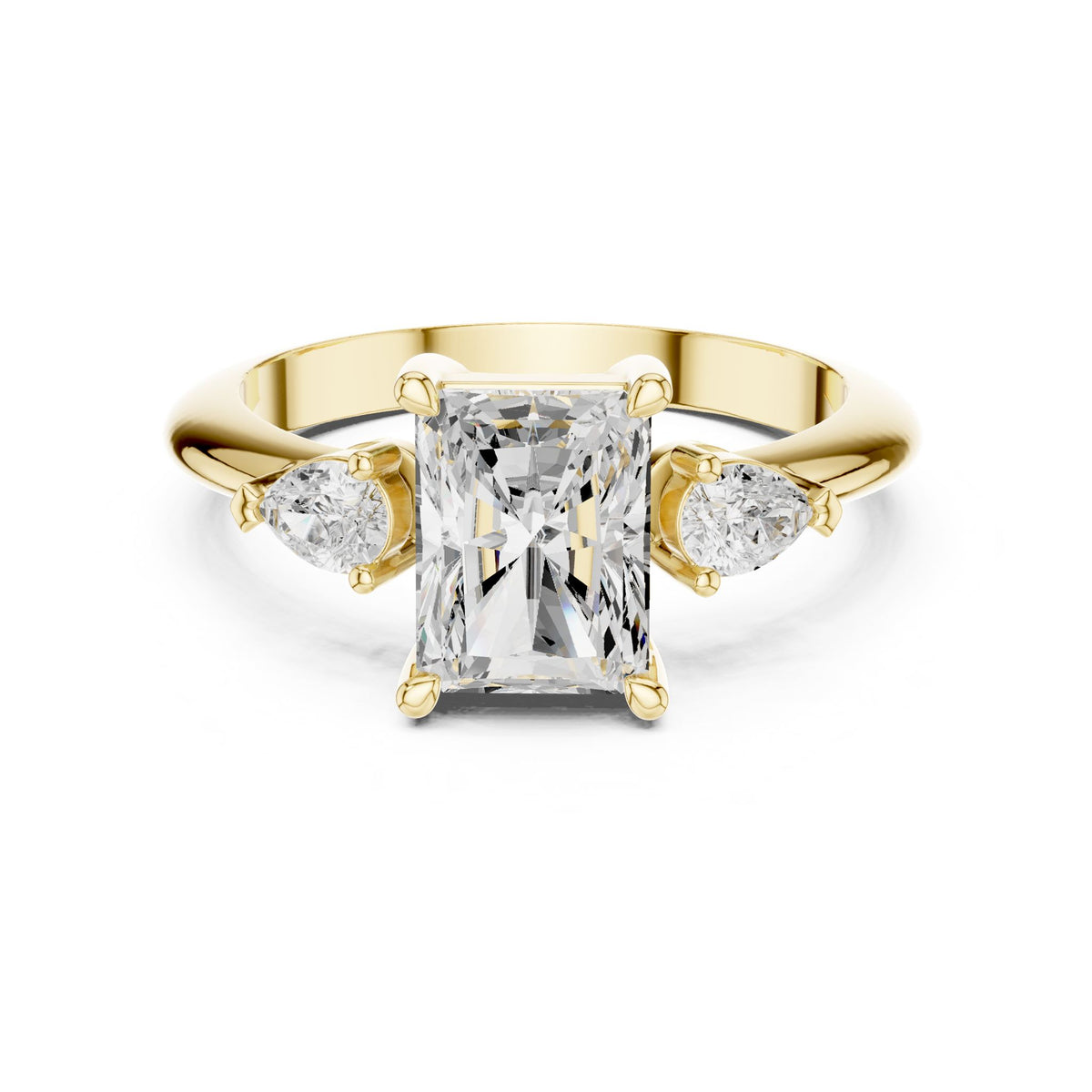 Radiant Three Stone Lab Grown Diamond Engagement Ring