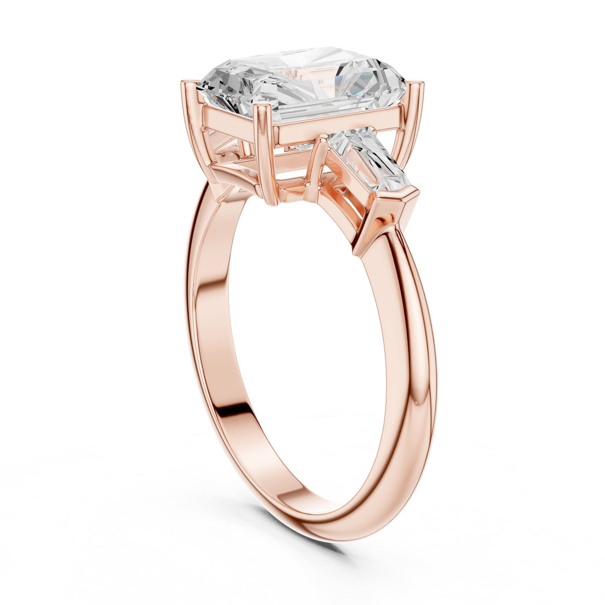 Radiant Three Stone Lab Grown Diamond Engagement Ring
