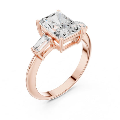 Radiant Three Stone Lab Grown Diamond Engagement Ring