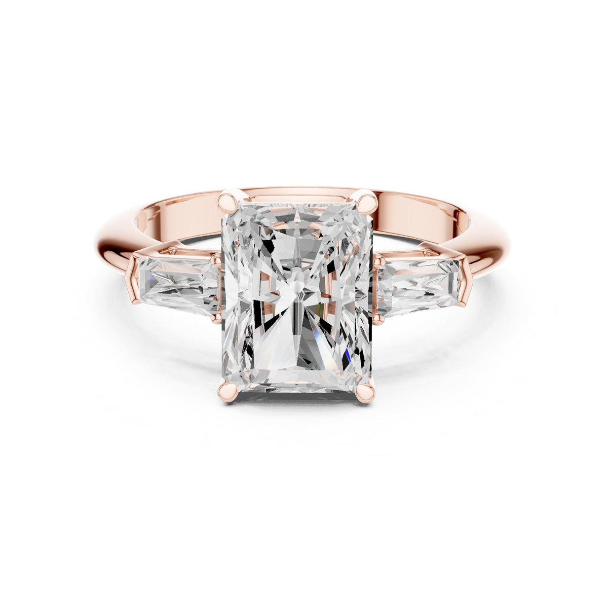 Radiant Three Stone Lab Grown Diamond Engagement Ring
