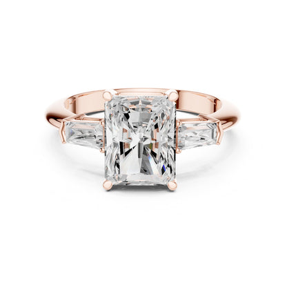 Radiant Three Stone Lab Grown Diamond Engagement Ring