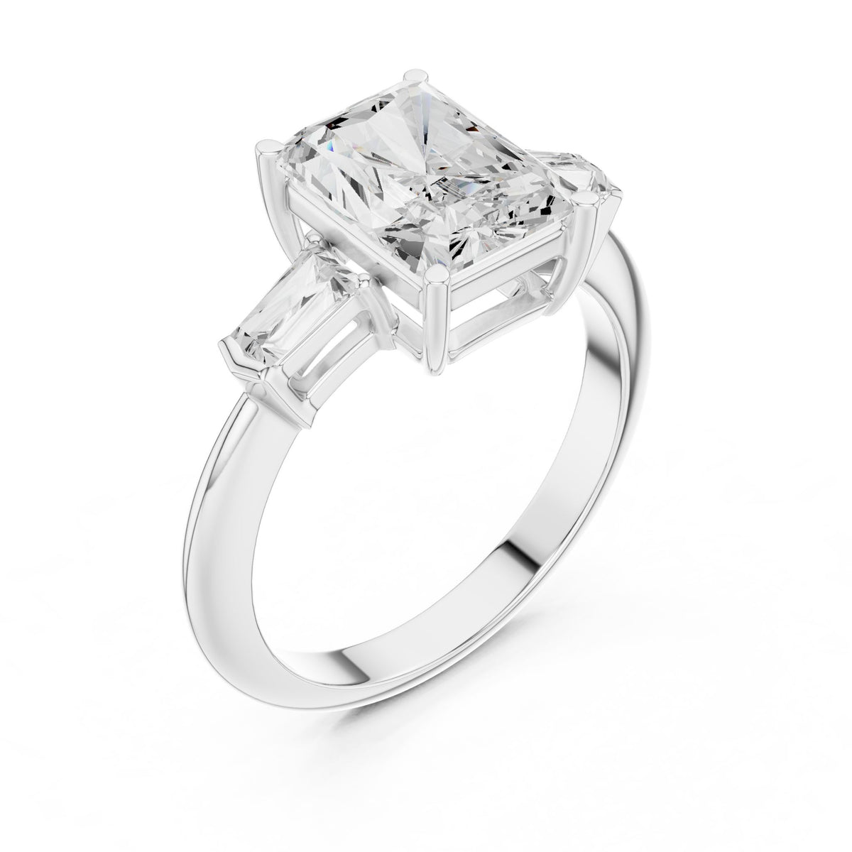 Radiant Three Stone Lab Grown Diamond Engagement Ring