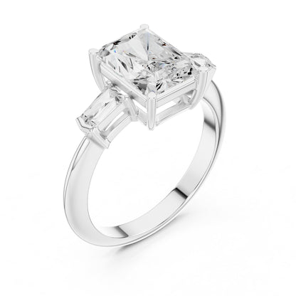 Radiant Three Stone Lab Grown Diamond Engagement Ring