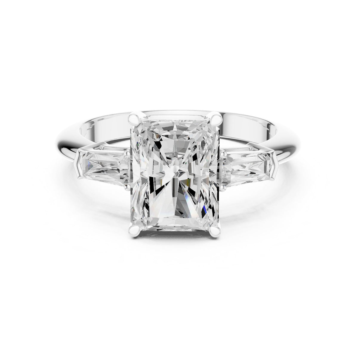 Radiant Three Stone Lab Grown Diamond Engagement Ring