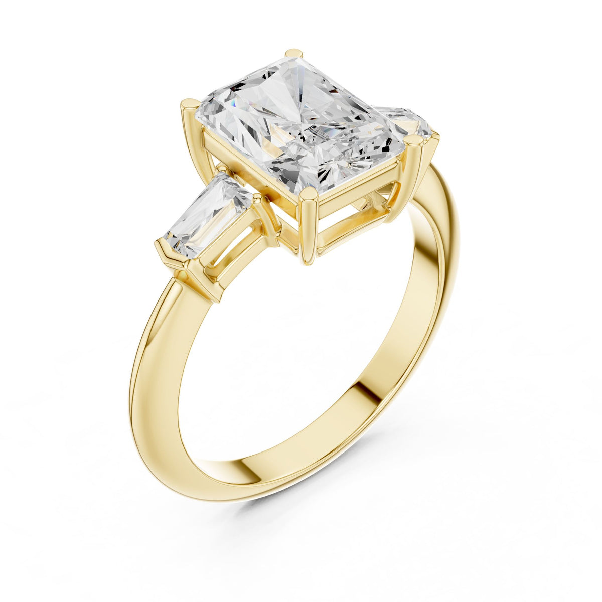 Radiant Three Stone Lab Grown Diamond Engagement Ring