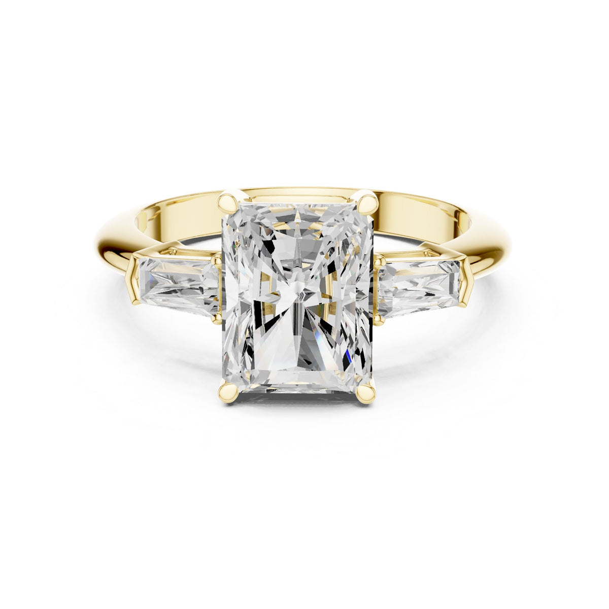 Radiant Three Stone Lab Grown Diamond Engagement Ring