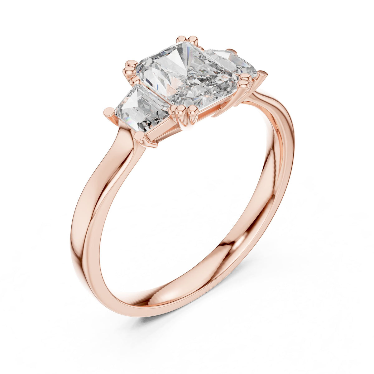 Radiant Three Stone Lab Grown Diamond Engagement Ring