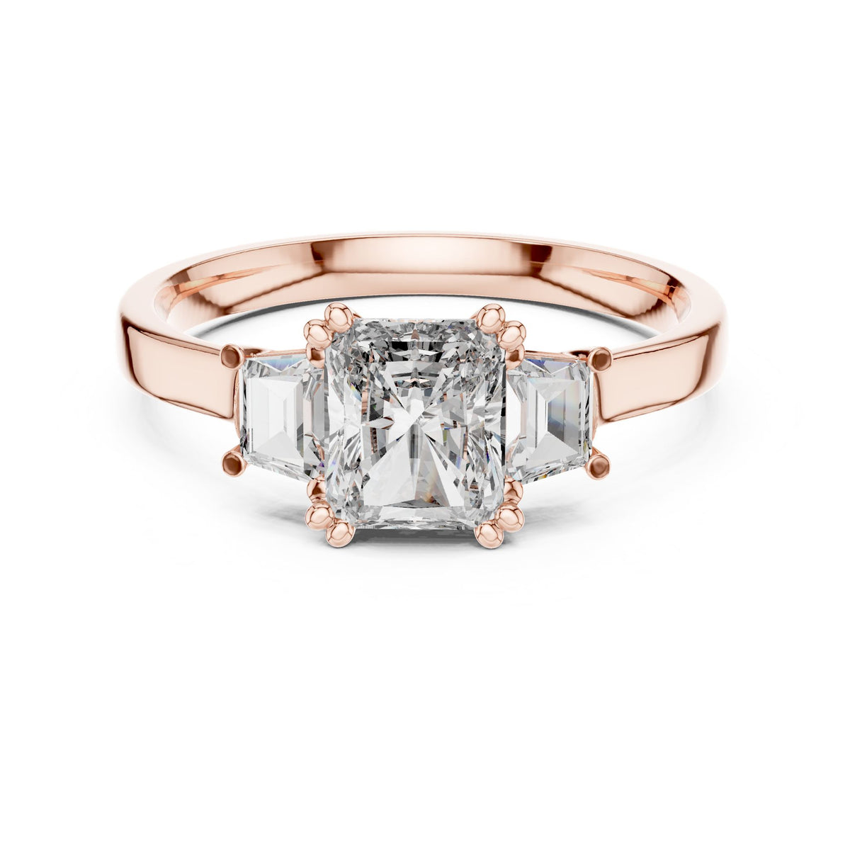 Radiant Three Stone Lab Grown Diamond Engagement Ring