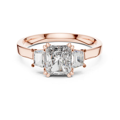 Radiant Three Stone Lab Grown Diamond Engagement Ring