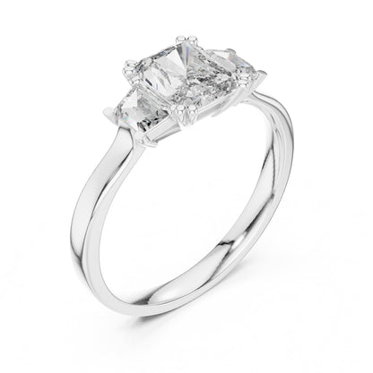 Radiant Three Stone Lab Grown Diamond Engagement Ring