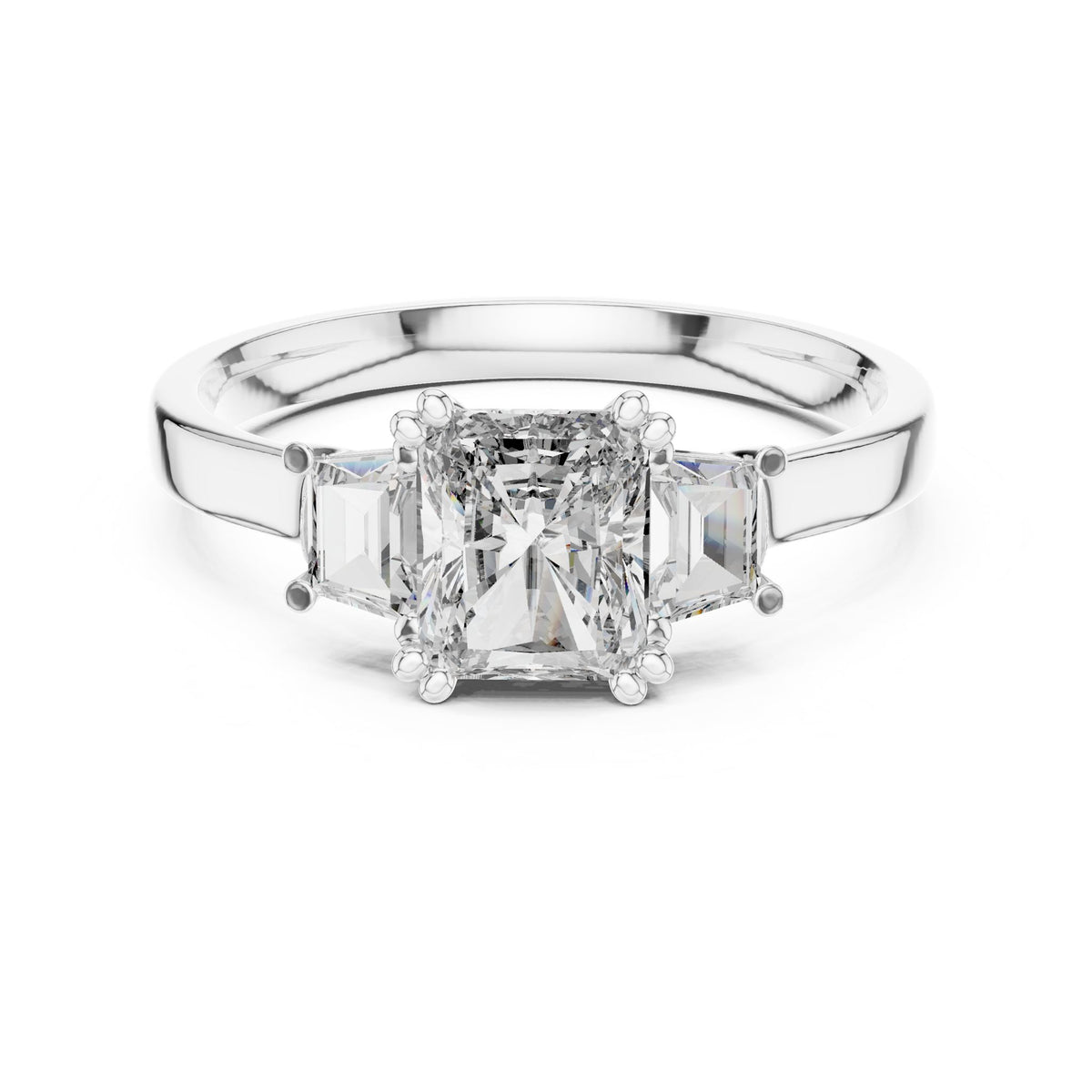 Radiant Three Stone Lab Grown Diamond Engagement Ring