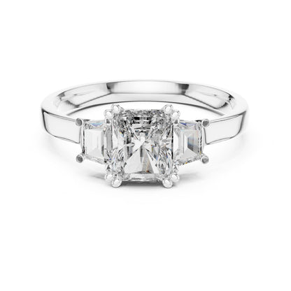 Radiant Three Stone Lab Grown Diamond Engagement Ring