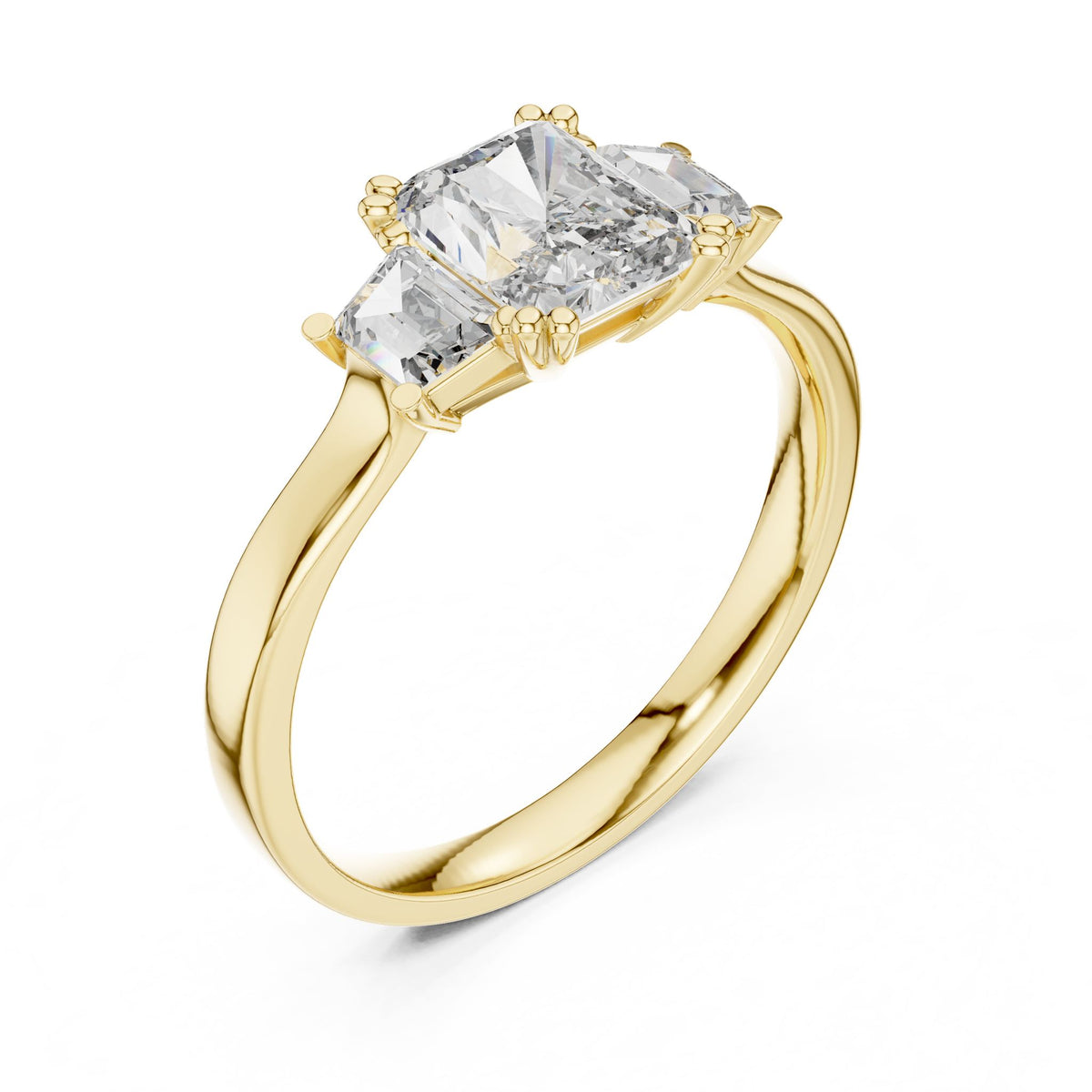 Radiant Three Stone Lab Grown Diamond Engagement Ring