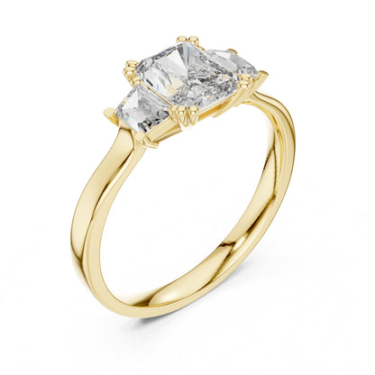 Radiant Three Stone Lab Grown Diamond Engagement Ring