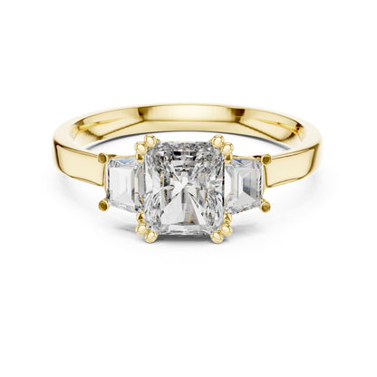 Radiant Three Stone Lab Grown Diamond Engagement Ring