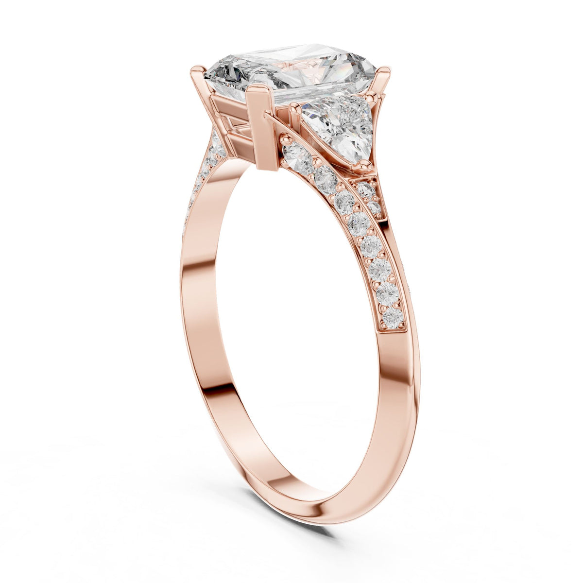 Radiant Three Stone Lab Grown Diamond Engagement Ring