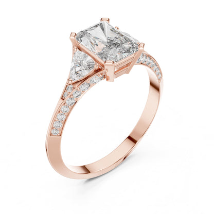 Radiant Three Stone Lab Grown Diamond Engagement Ring