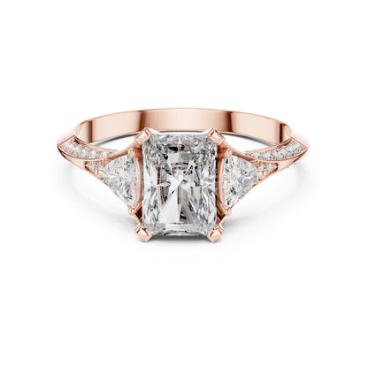 Radiant Three Stone Lab Grown Diamond Engagement Ring