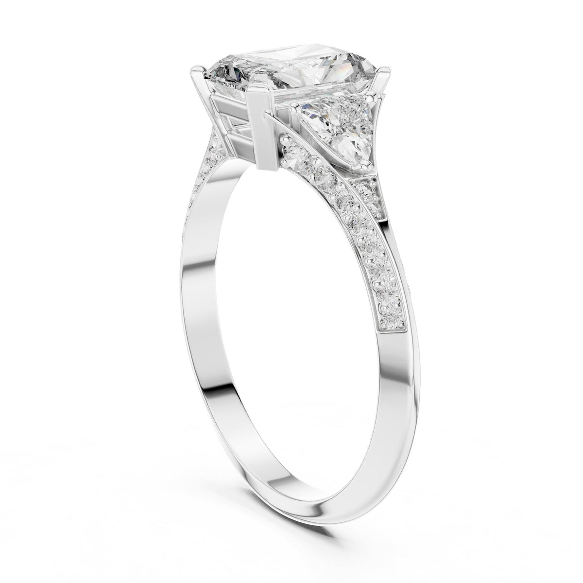 Radiant Three Stone Lab Grown Diamond Engagement Ring
