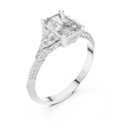 Radiant Three Stone Lab Grown Diamond Engagement Ring