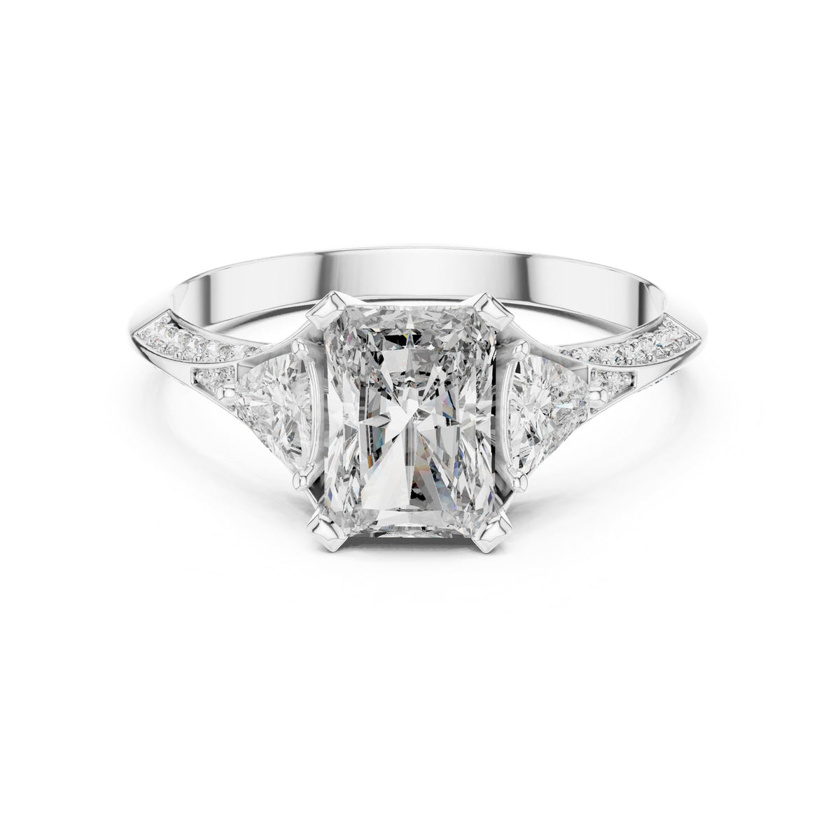 Radiant Three Stone Lab Grown Diamond Engagement Ring