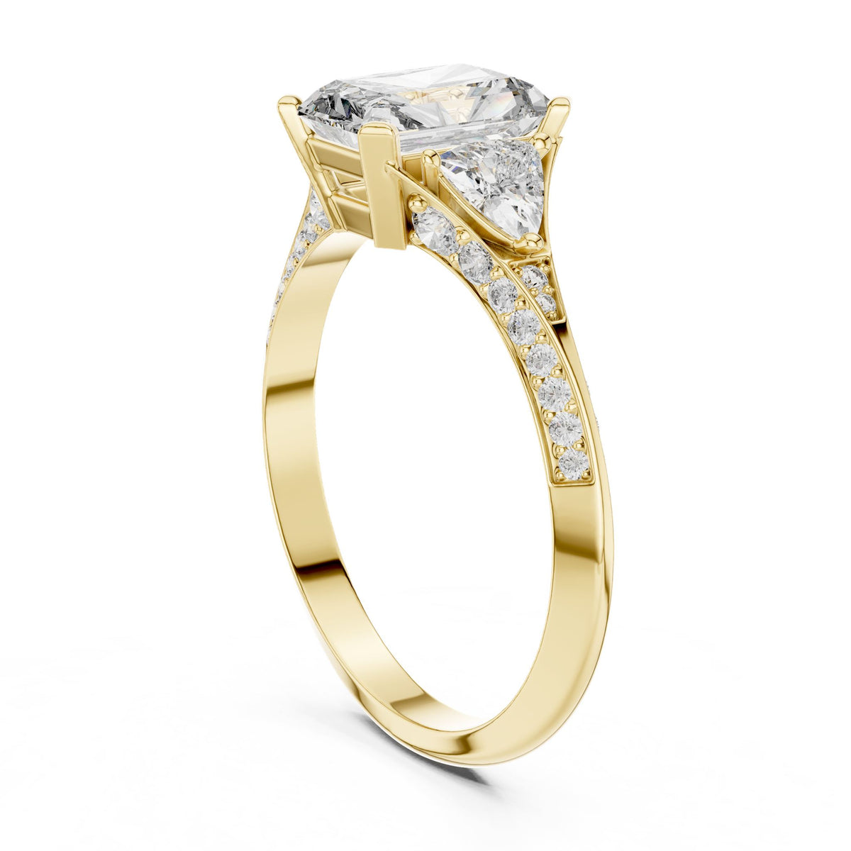 Radiant Three Stone Lab Grown Diamond Engagement Ring
