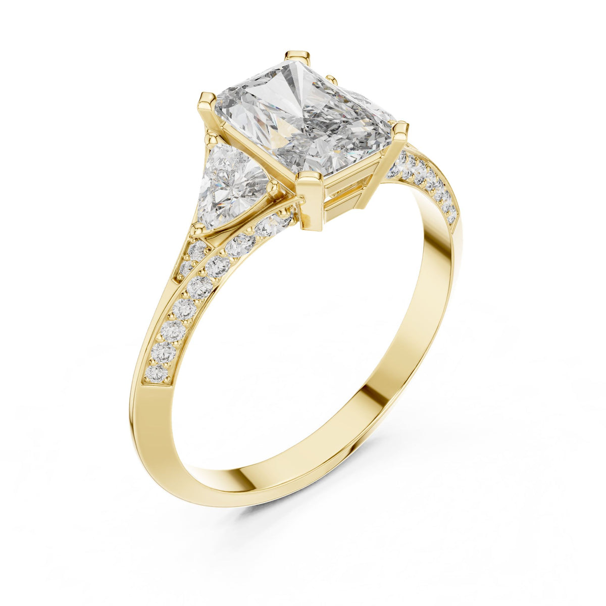 Radiant Three Stone Lab Grown Diamond Engagement Ring