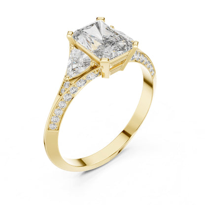 Radiant Three Stone Lab Grown Diamond Engagement Ring