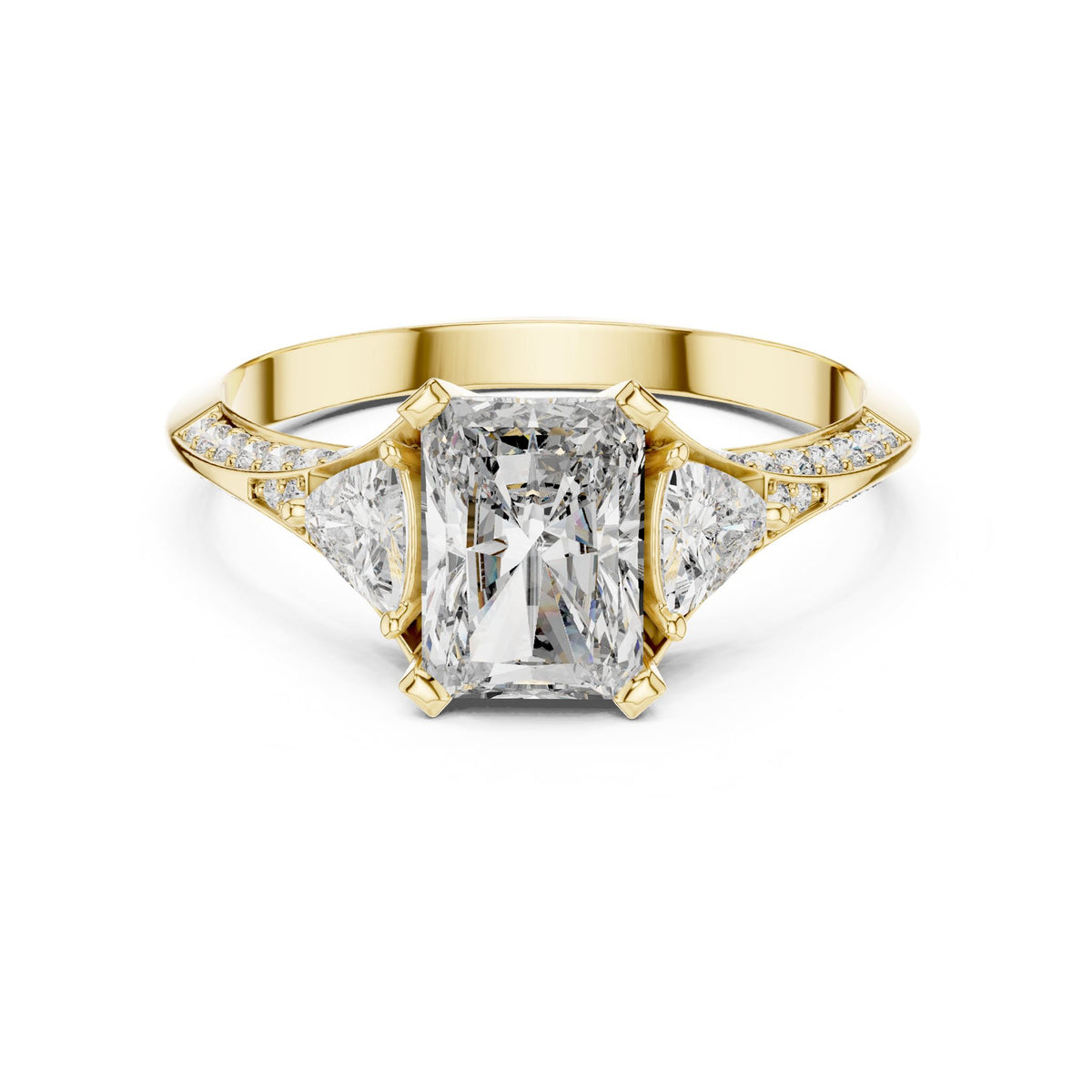 Radiant Three Stone Lab Grown Diamond Engagement Ring