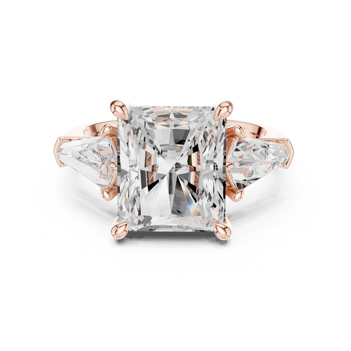 Radiant Three Stone Lab Grown Diamond Engagement Ring