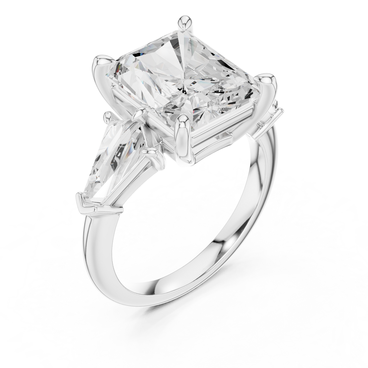 Radiant Three Stone Lab Grown Diamond Engagement Ring