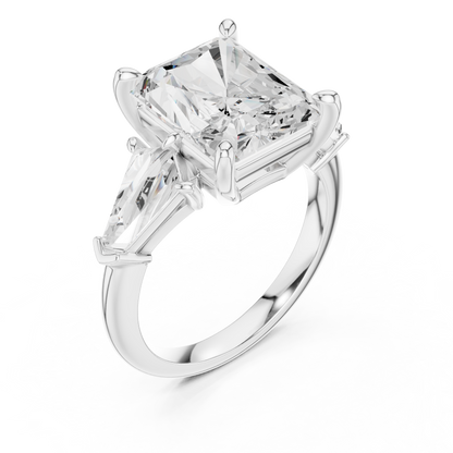 Radiant Three Stone Lab Grown Diamond Engagement Ring
