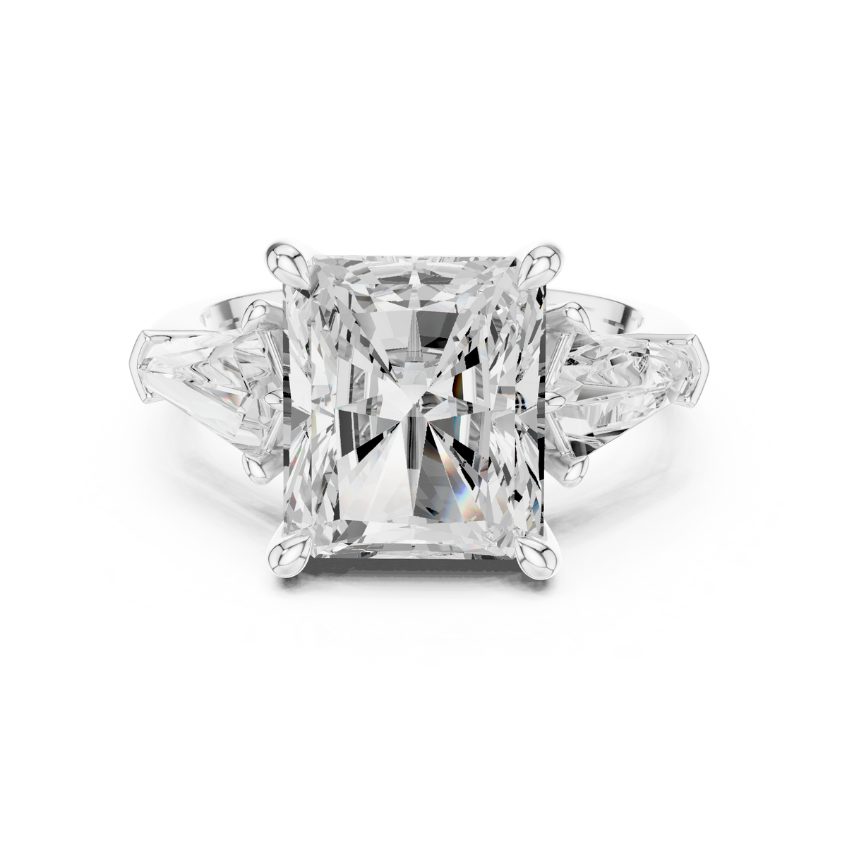 Radiant Three Stone Lab Grown Diamond Engagement Ring