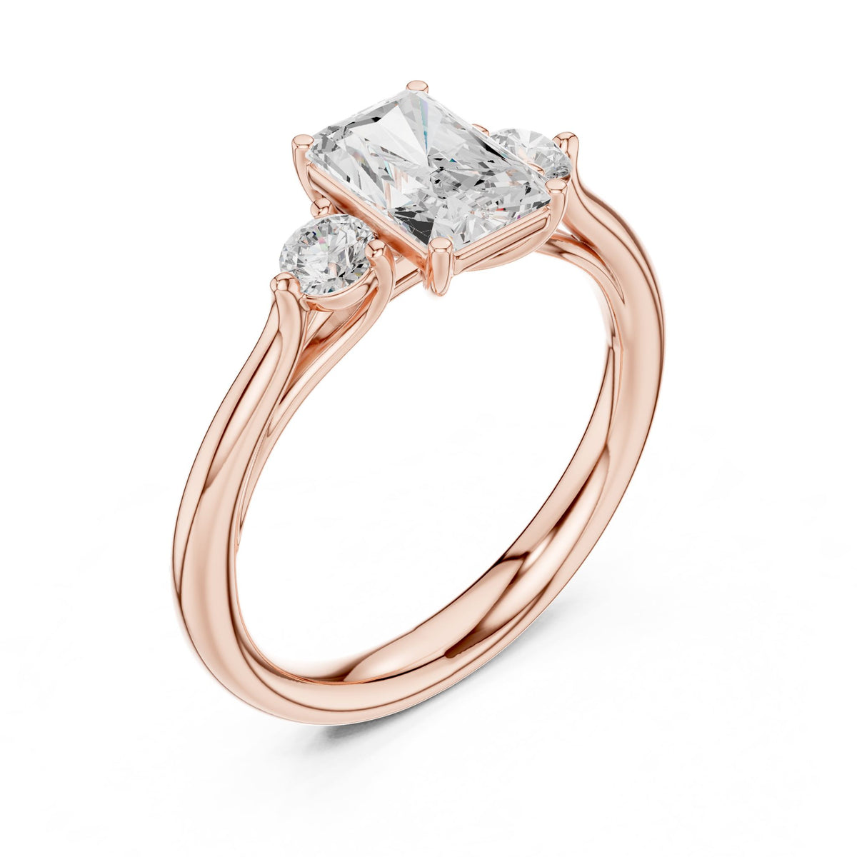 Radiant Three Stone Lab Grown Diamond Engagement Ring