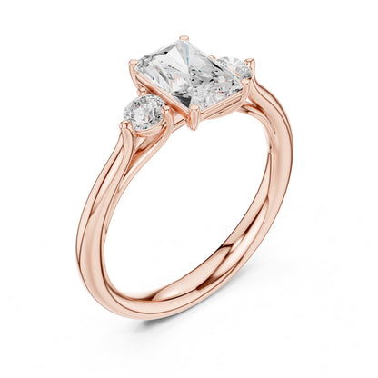 Radiant Three Stone Lab Grown Diamond Engagement Ring