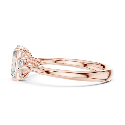 Radiant Three Stone Lab Grown Diamond Engagement Ring