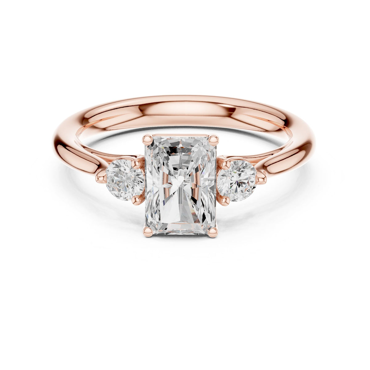 Radiant Three Stone Lab Grown Diamond Engagement Ring